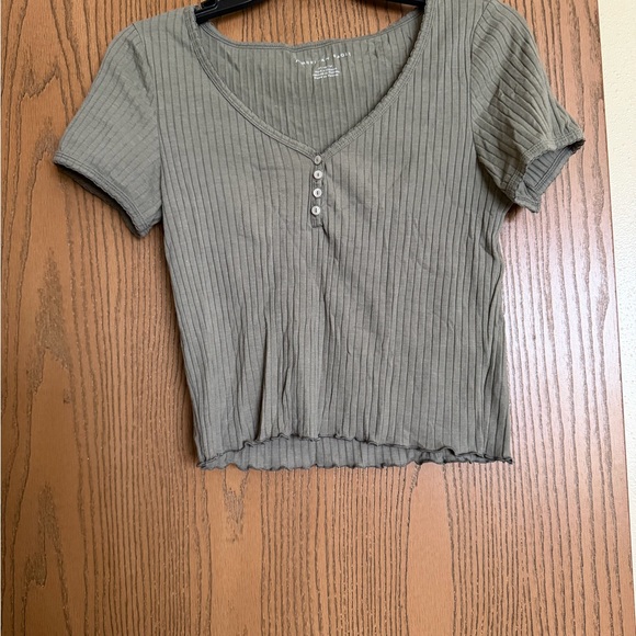 American Eagle Outfitters Ribbed Sage Crop Top - Picture 1 of 1